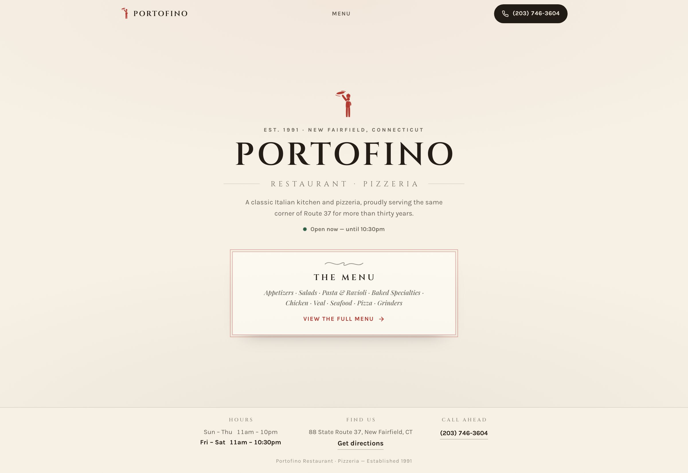 Portofino website — full page